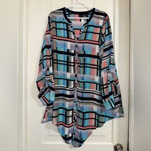 Women's plus‎ size 2X Rafaella Chic Multicolor Geometric Women's Top work casual